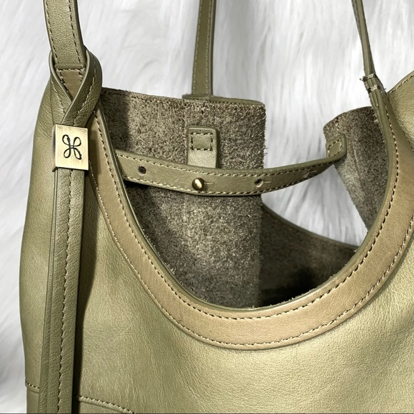 SOLD-HOBO Slouchy Olive Green Leather Hobo Large Shoulder Bag - Picture 6 of 9